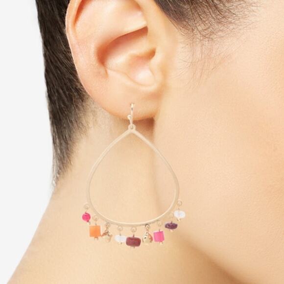 Style & Co. Red Beaded Teardrop Dangle Earrings - Picture 2 of 6